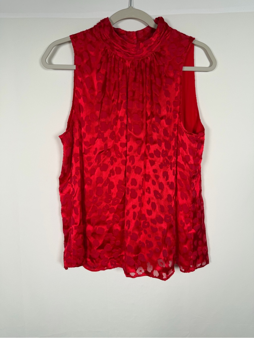 Red Sleeveless Mock Neck Women's Top